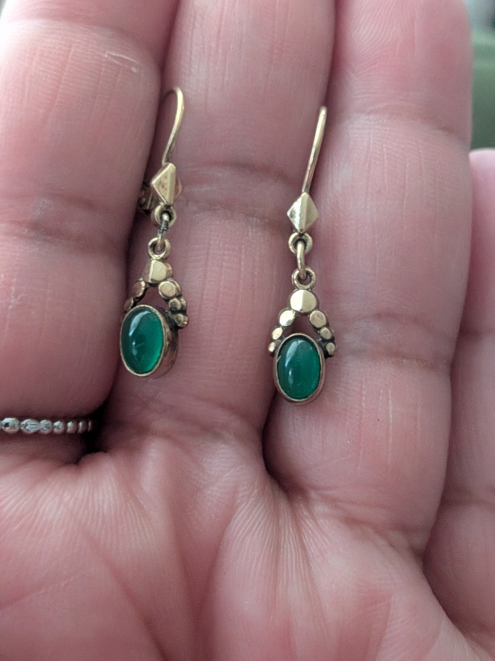Vintage K&L Germany Green Chalcedony Leverback Earrings – Mid-Century ModernDesc
